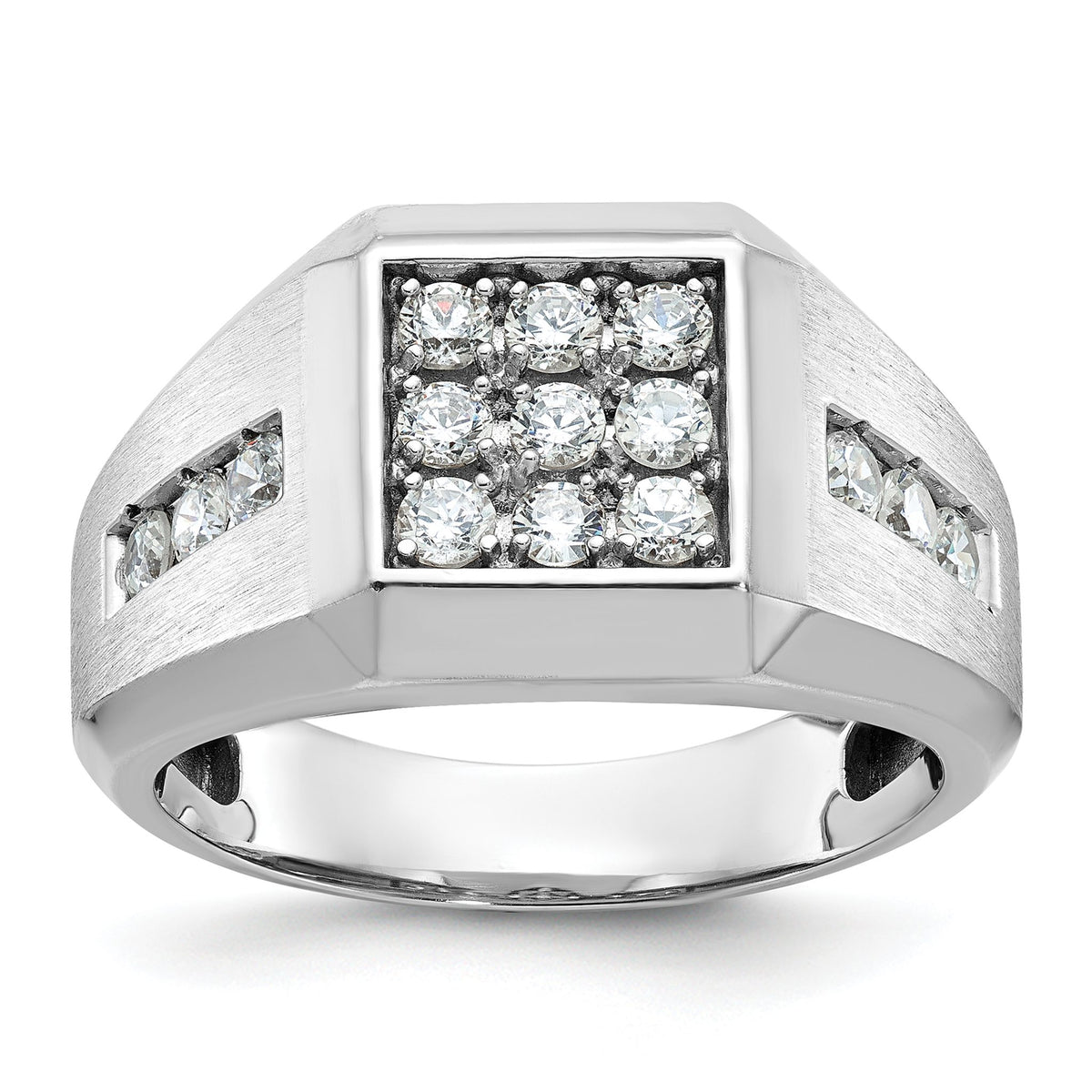 Men's Square Diamond Cluster Ring in 14K White Gold (1 ct. tw.), Size 10 - Sophia Jewelers Main image
