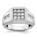 14k White Gold Men's Polished and Satin 1 Carat AA Quality Diamond Square Cluster Ring - Sophia Jewelers