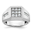 14k White Gold Men's Polished and Satin 1 Carat AA Quality Diamond Square Cluster Ring - Sophia Jewelers