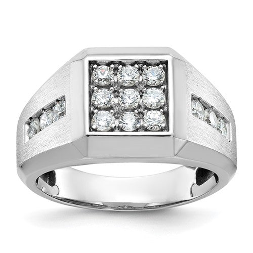 Men's Lab-Grown Diamond Cluster Ring in 14K White Gold (1 ct.), Size 10 - Sophia Jewelers