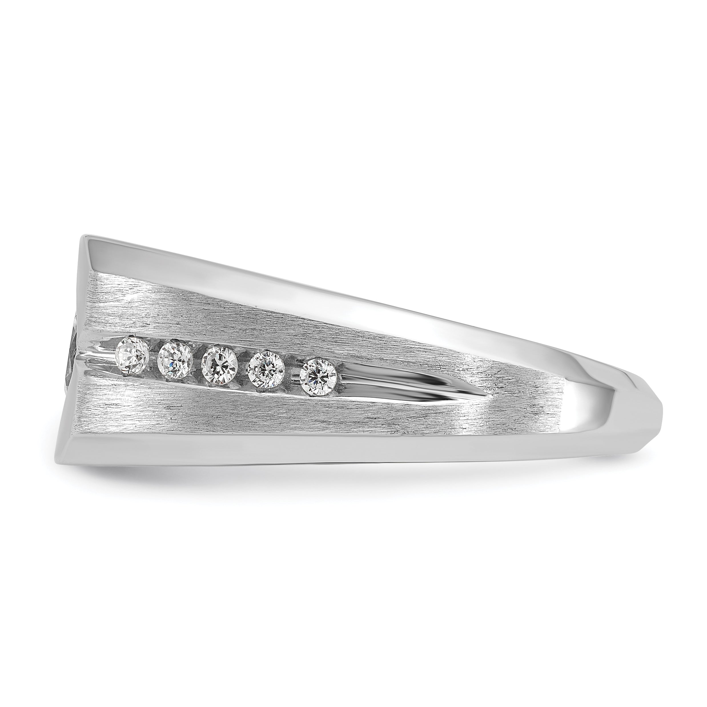 14k White Gold Mens Polished and Satin Diamond Ring Mounting, Mounting Only - Sophia Jewelers