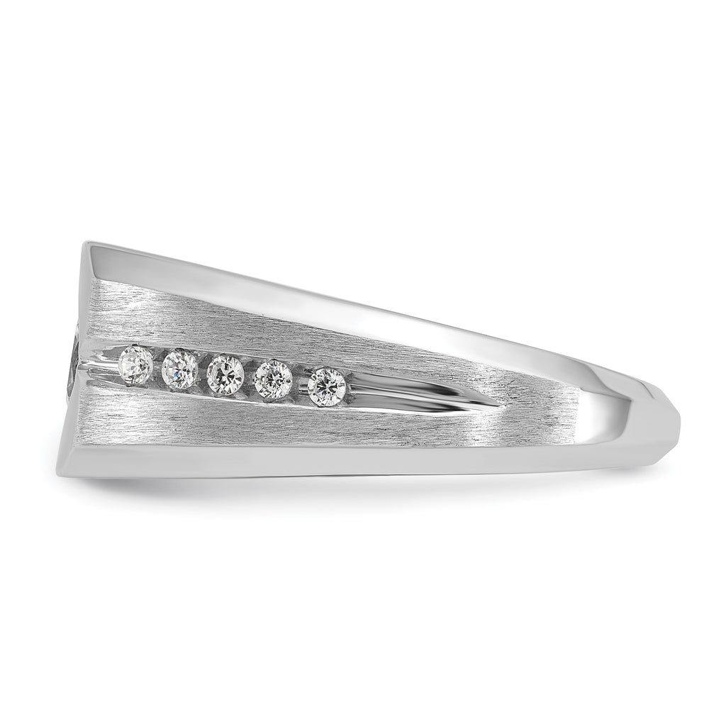 14k White Gold Mens Polished and Satin 1/5 carat Diamond Semi-mount Ring, Mounting Only - Sophia Jewelers