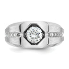 14k White Gold Mens Polished and Satin Diamond Ring Mounting, Mounting Only - Sophia Jewelers