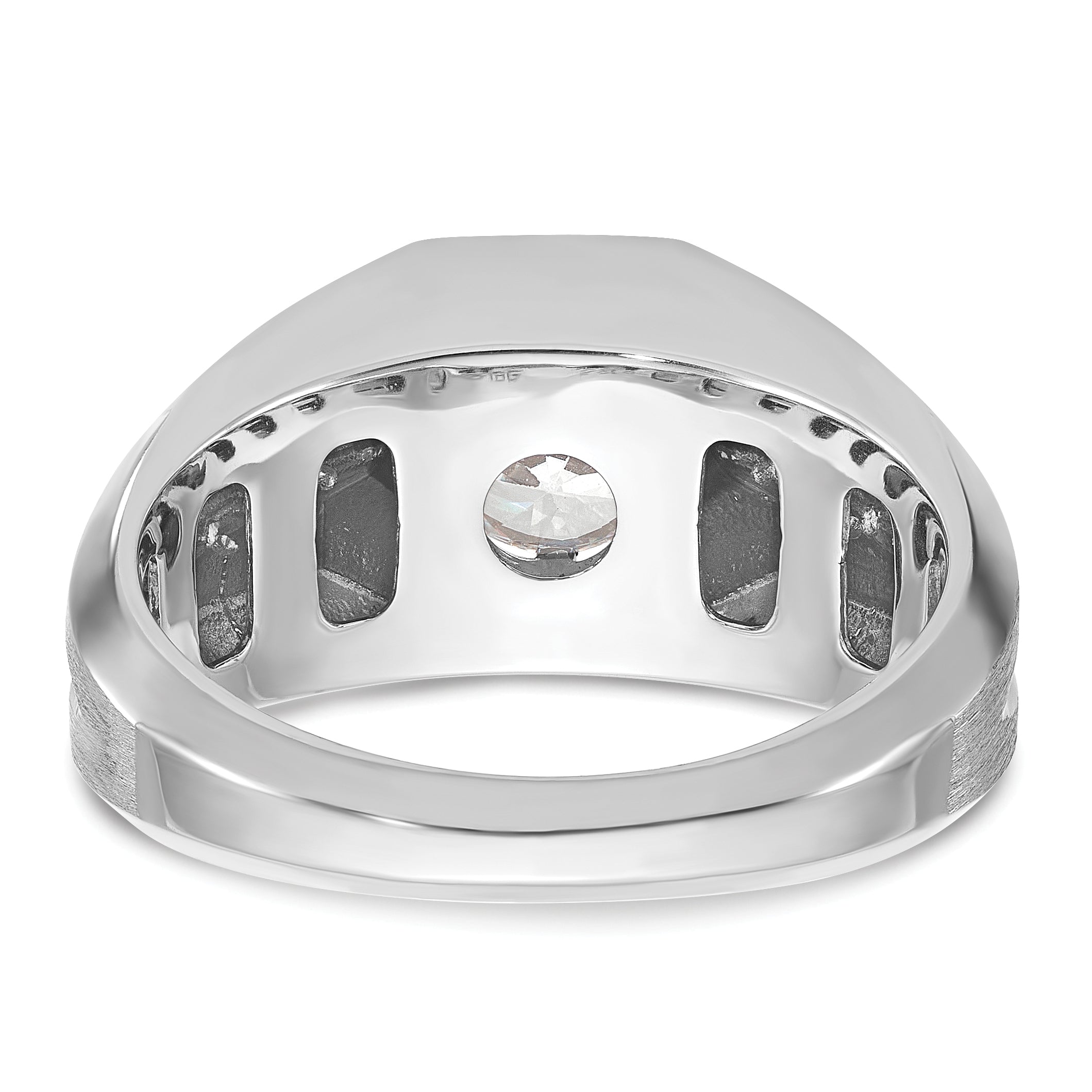 14k White Gold Mens Polished and Satin 1/5 carat Diamond Semi-mount Ring, Mounting Only - Sophia Jewelers