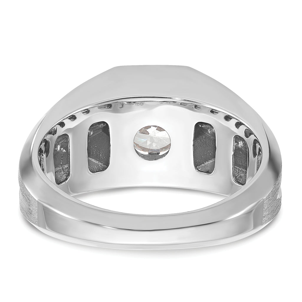 14k White Gold Mens Polished and Satin Diamond Ring Mounting, Mounting Only - Sophia Jewelers