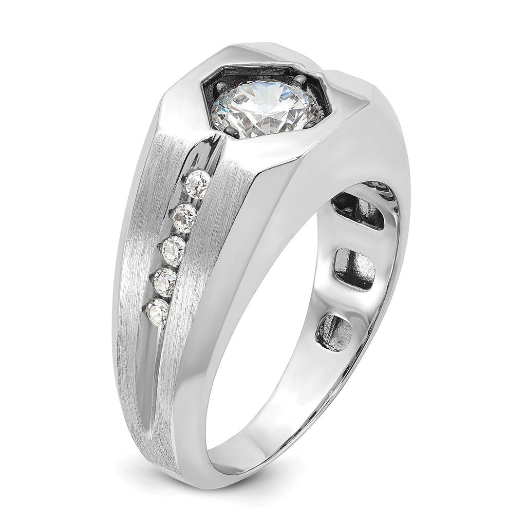 14k White Gold Mens Polished and Satin Diamond Ring Mounting, Mounting Only - Sophia Jewelers