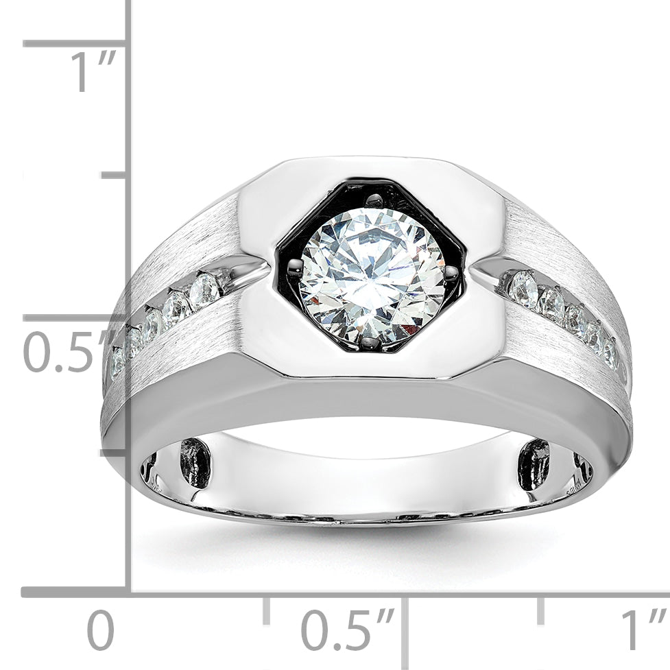 14k White Gold Mens Polished and Satin Diamond Ring Mounting, Mounting Only - Sophia Jewelers