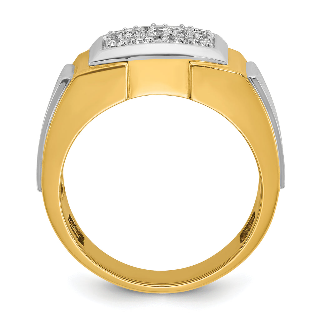 10k with White Rhodium Men's Polished and Satin 1/2 Carat A Quality Diamond Cluster Ring