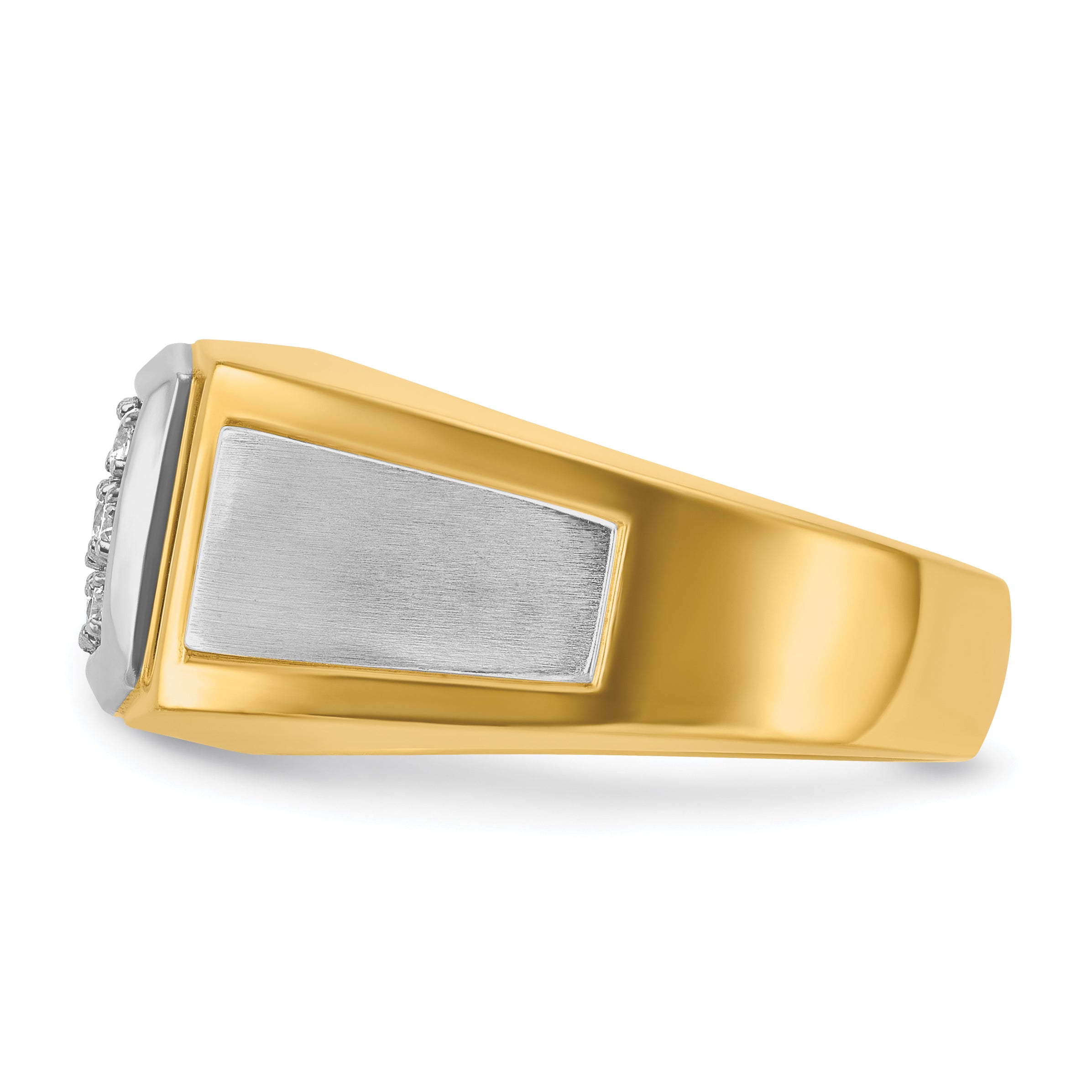 10k with White Rhodium Men's Polished and Satin 1/2 Carat A Quality Diamond Cluster Ring