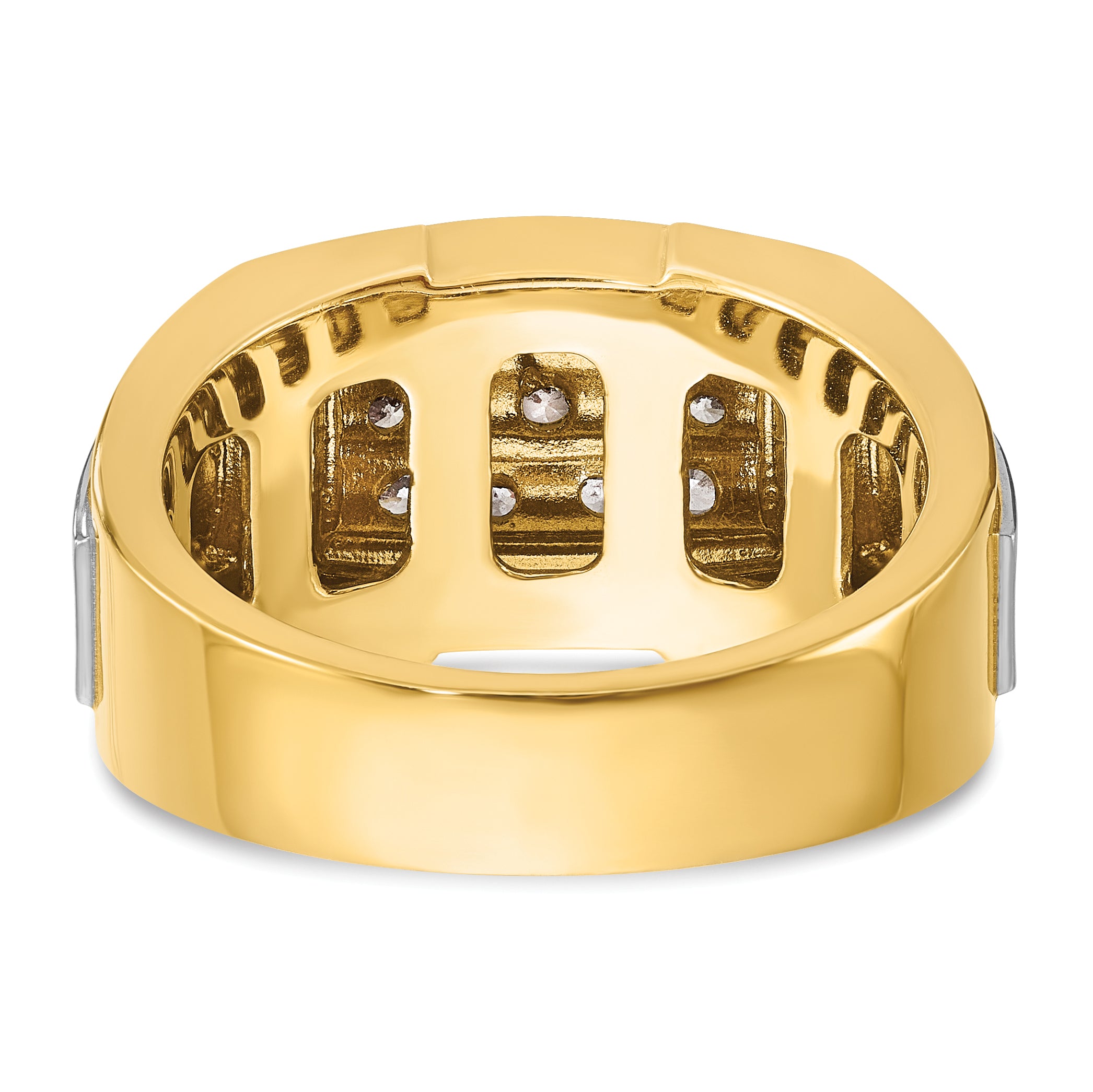 10k with White Rhodium Men's Polished and Satin 1/2 Carat A Quality Diamond Cluster Ring