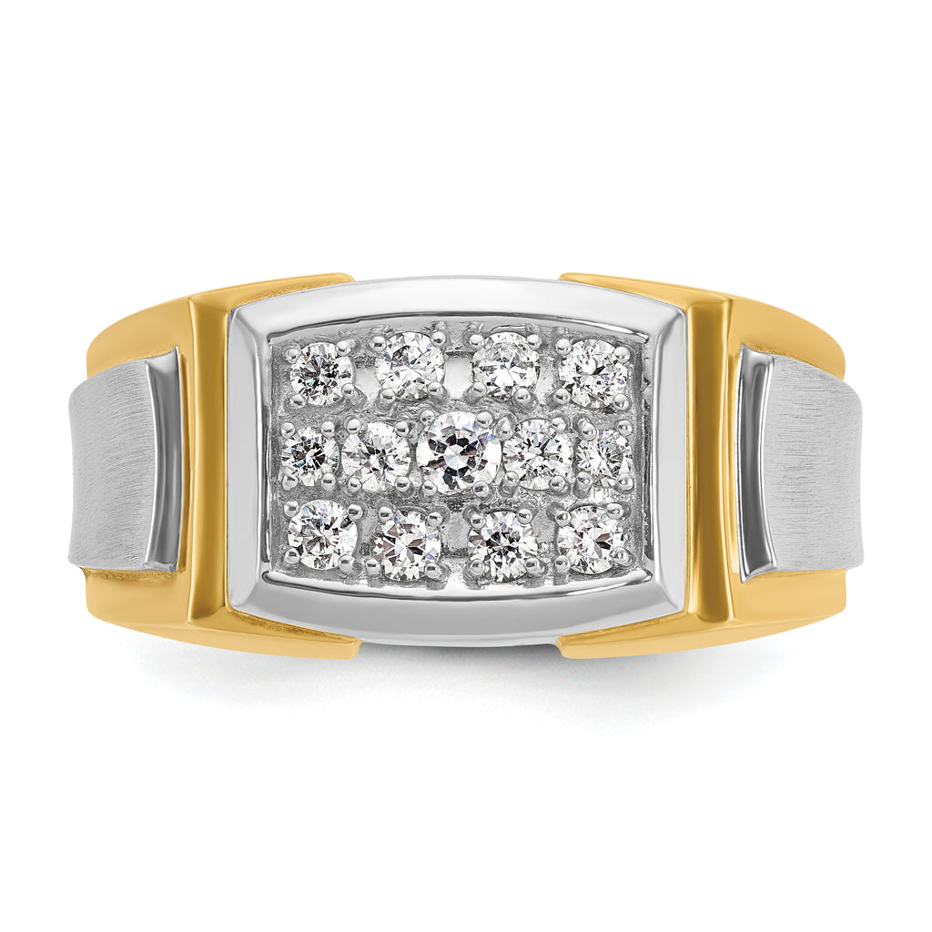 14k with White Rhodium Men's Polished and Satin 1/2 Carat AA Quality Diamond Cluster Ring - Sophia Jewelers