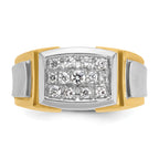 14k with White Rhodium Men's Polished and Satin 1/2 Carat AA Quality Diamond Cluster Ring - Sophia Jewelers