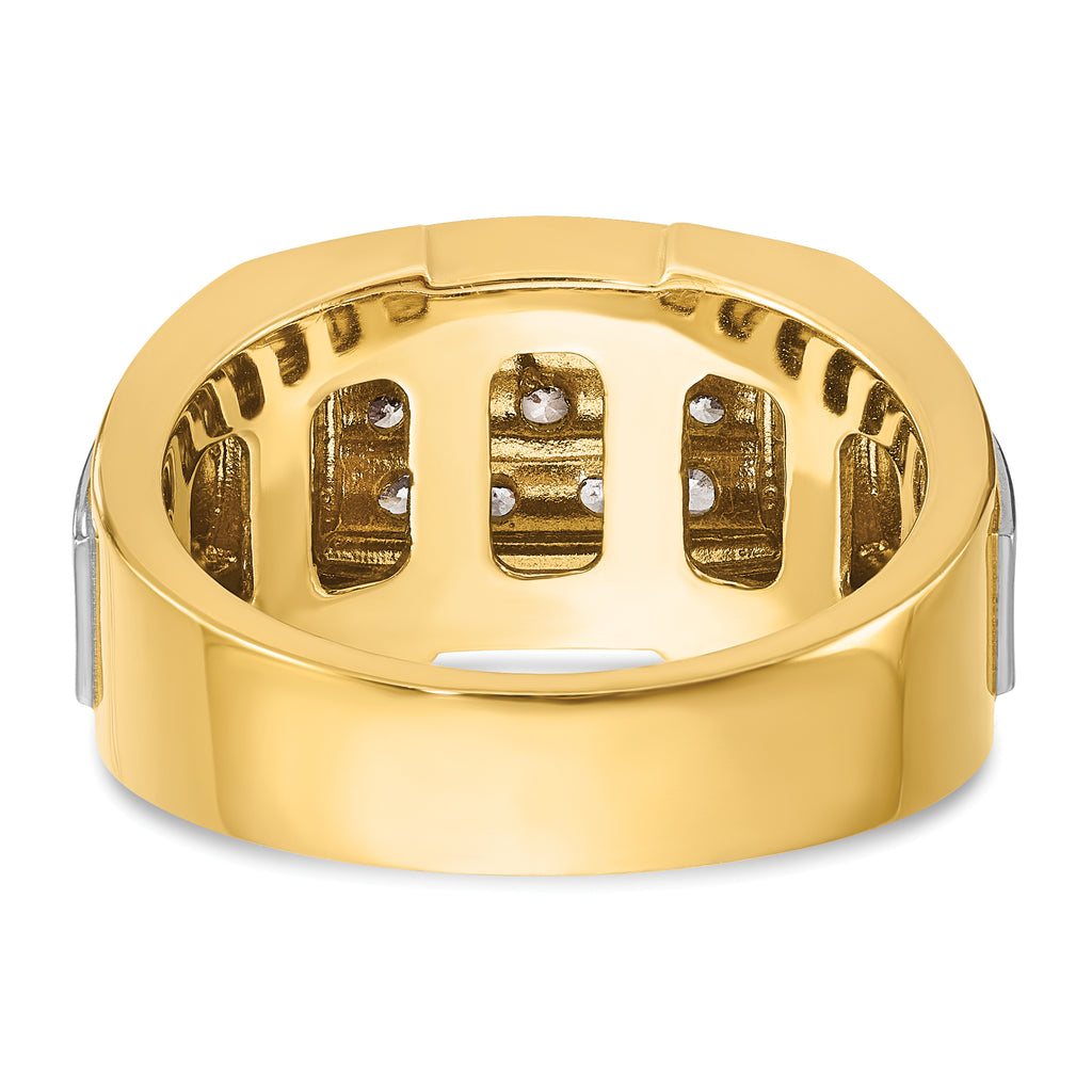 14k with White Rhodium Men's Polished and Satin 1/2 Carat AA Quality Diamond Cluster Ring - Sophia Jewelers