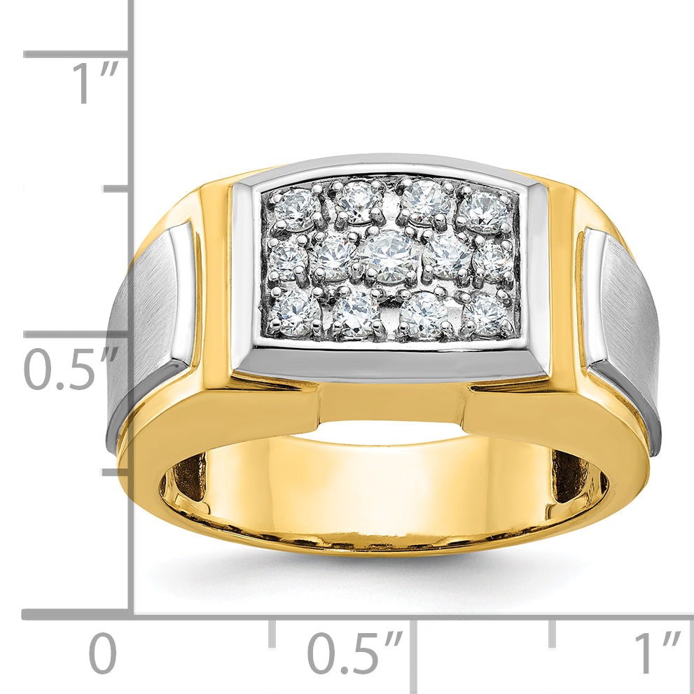 14k Men's Polished and Satin Cluster Ring Mounting, Mounting Only - Sophia Jewelers