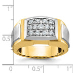 14k with White Rhodium Men's Polished and Satin 1/2 Carat AA Quality Diamond Cluster Ring - Sophia Jewelers