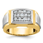 14k with White Rhodium Men's Polished and Satin 1/2 Carat AA Quality Diamond Cluster Ring - Sophia Jewelers