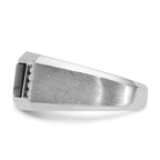 14k White Gold Mens Satin Rectangle Onyx and Diamond Ring Mounting, Mounting Only - Sophia Jewelers