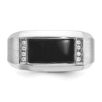 14k White Gold Mens Satin Rectangle Onyx and Diamond Ring Mounting, Mounting Only - Sophia Jewelers