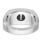 14k White Gold Mens Satin Rectangle Onyx and Diamond Ring Mounting, Mounting Only - Sophia Jewelers