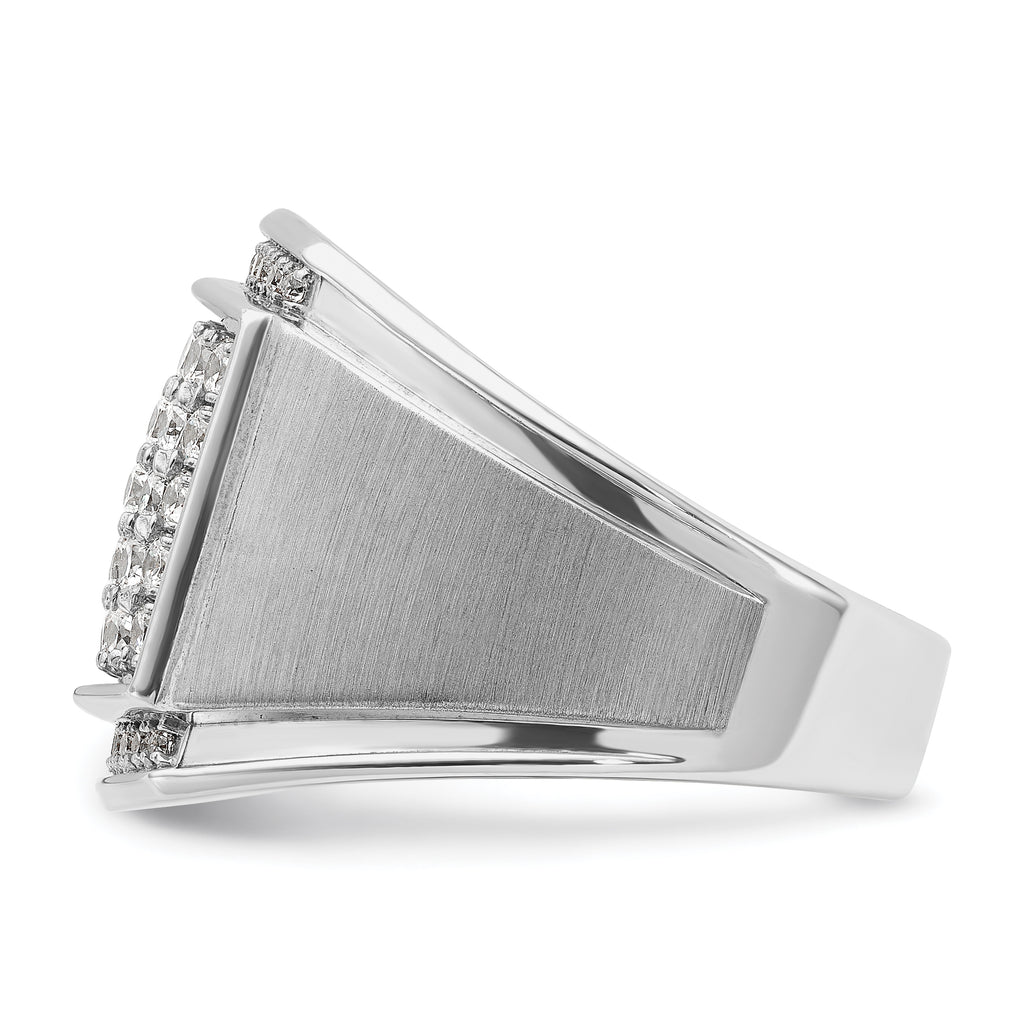 14k White Gold Mens Polished and Satin 1.5 Carat AA Quality Diamond Cluster Ring - Sophia Jewelers