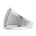 14k White Gold Mens Polished and Satin 1.5 Carat AA Quality Diamond Cluster Ring - Sophia Jewelers