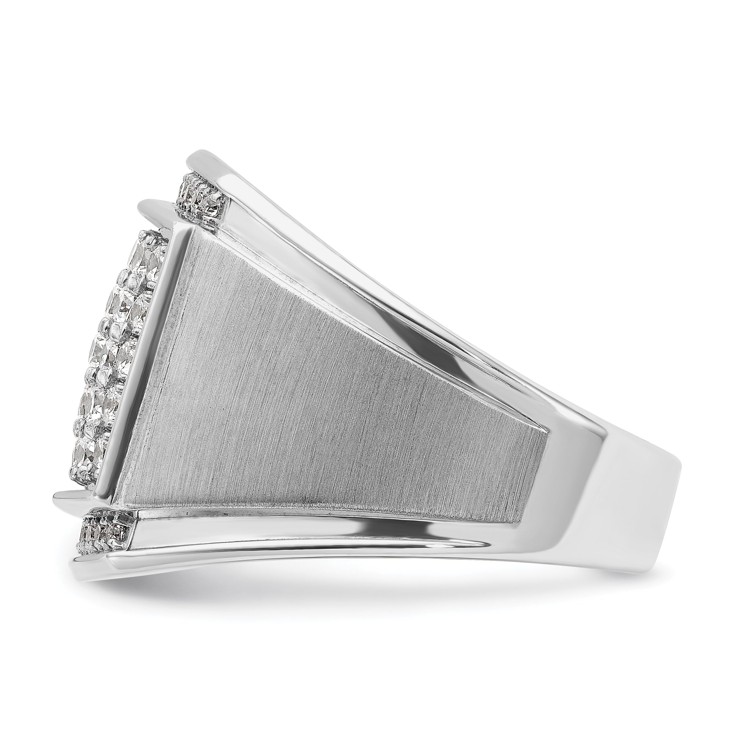 14k White Gold Mens Polished and Satin 1.5 Carat AA Quality Diamond Cluster Ring - Sophia Jewelers