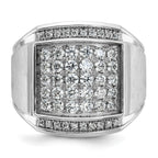 14k White Gold Mens Polished and Satin 1.5 Carat AA Quality Diamond Cluster Ring - Sophia Jewelers