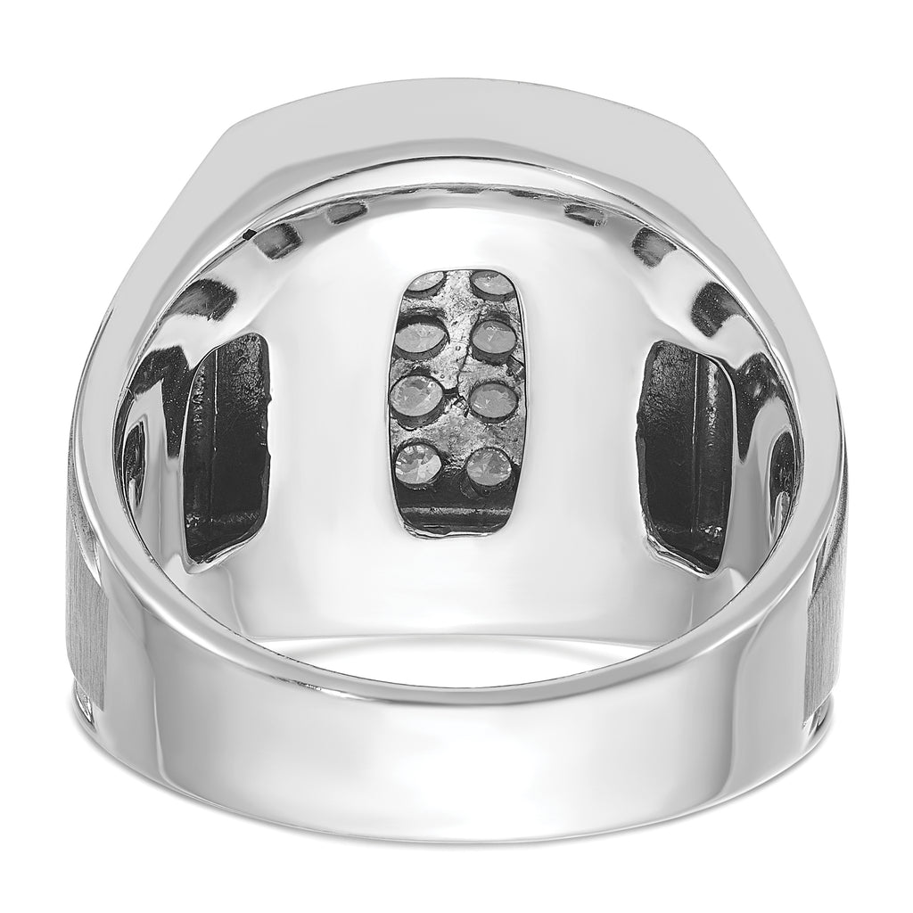 14k White Gold Mens Polished and Satin Cluster Ring Mounting, Mounting Only - Sophia Jewelers