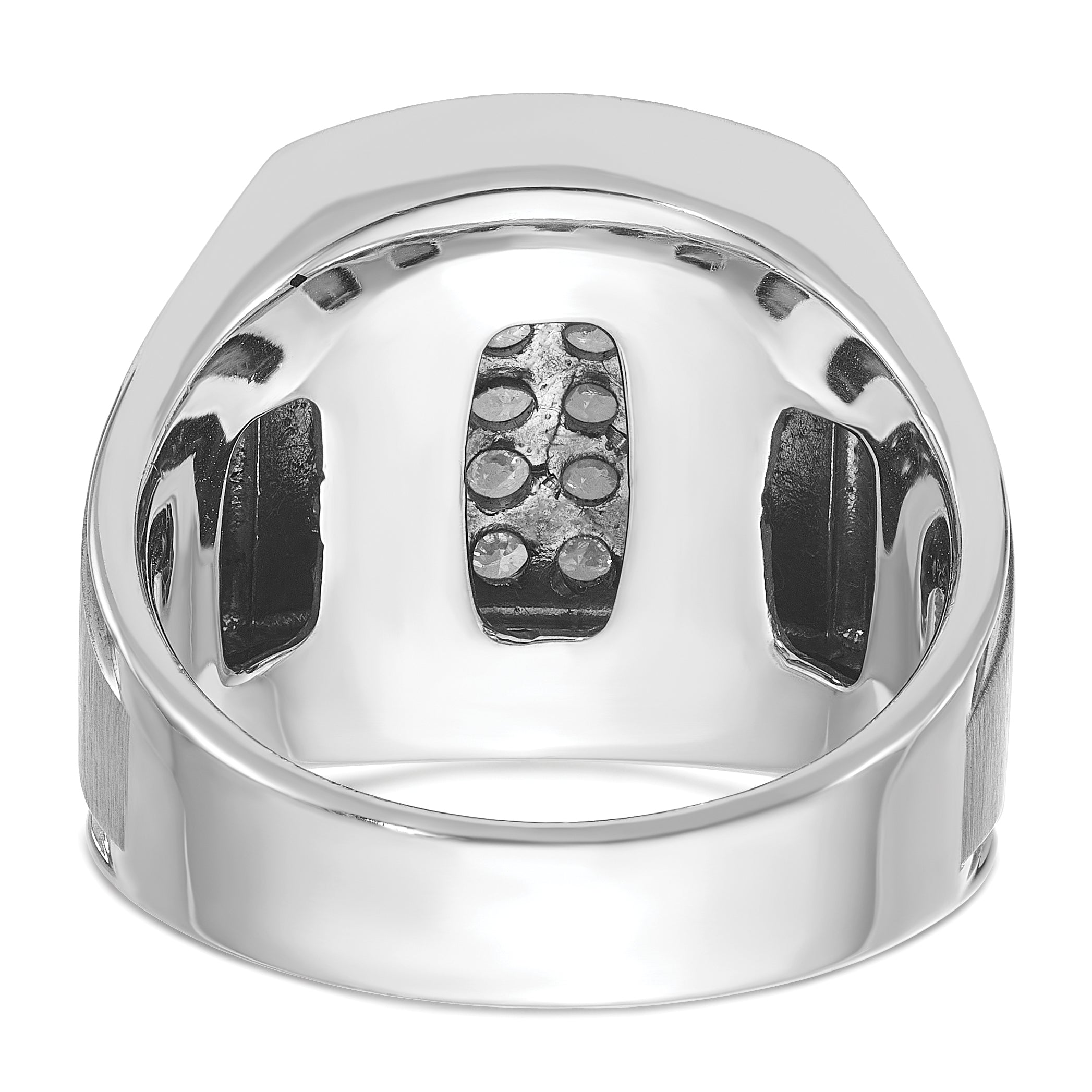 14k White Gold Mens Polished and Satin Cluster Ring Mounting, Mounting Only - Sophia Jewelers