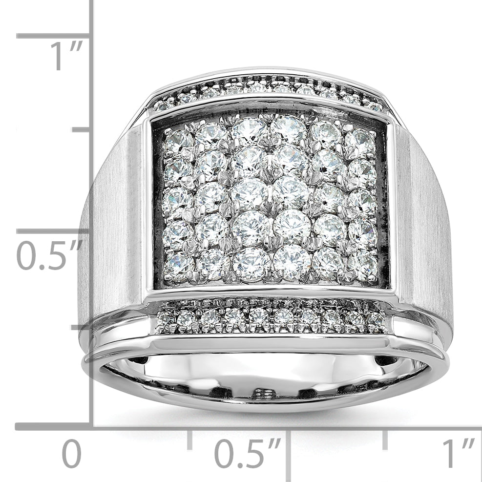 14k White Gold Mens Polished and Satin 1.5 Carat AA Quality Diamond Cluster Ring - Sophia Jewelers