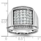 14k White Gold Mens Polished and Satin Cluster Ring Mounting, Mounting Only - Sophia Jewelers