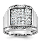 14k White Gold Mens Polished and Satin Cluster Ring Mounting, Mounting Only - Sophia Jewelers