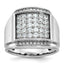14k White Gold Mens Polished and Satin Cluster Ring Mounting, Mounting Only - Sophia Jewelers