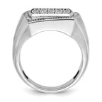 10k White Gold Men's Polished and Satin 1 1/3 Carat A Quality Diamond Cluster Ring