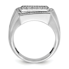 10k White Gold Men's Polished and Satin 1 1/3 Carat A Quality Diamond Cluster Ring