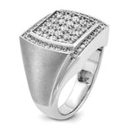 10k White Gold Men's Polished and Satin 1 1/3 Carat A Quality Diamond Cluster Ring