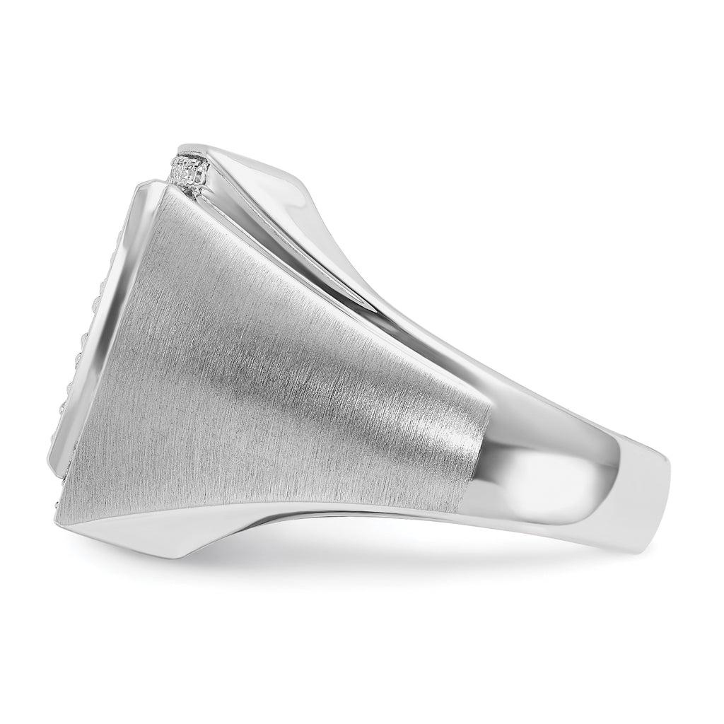 14k White Gold Mens Polished and Satin Cluster Ring Mounting, Mounting Only - Sophia Jewelers