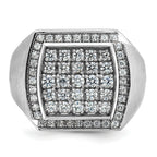 14k White Gold Men's Polished and Satin 1 1/3 Carat AA Quality Diamond Cluster Ring - Sophia Jewelers