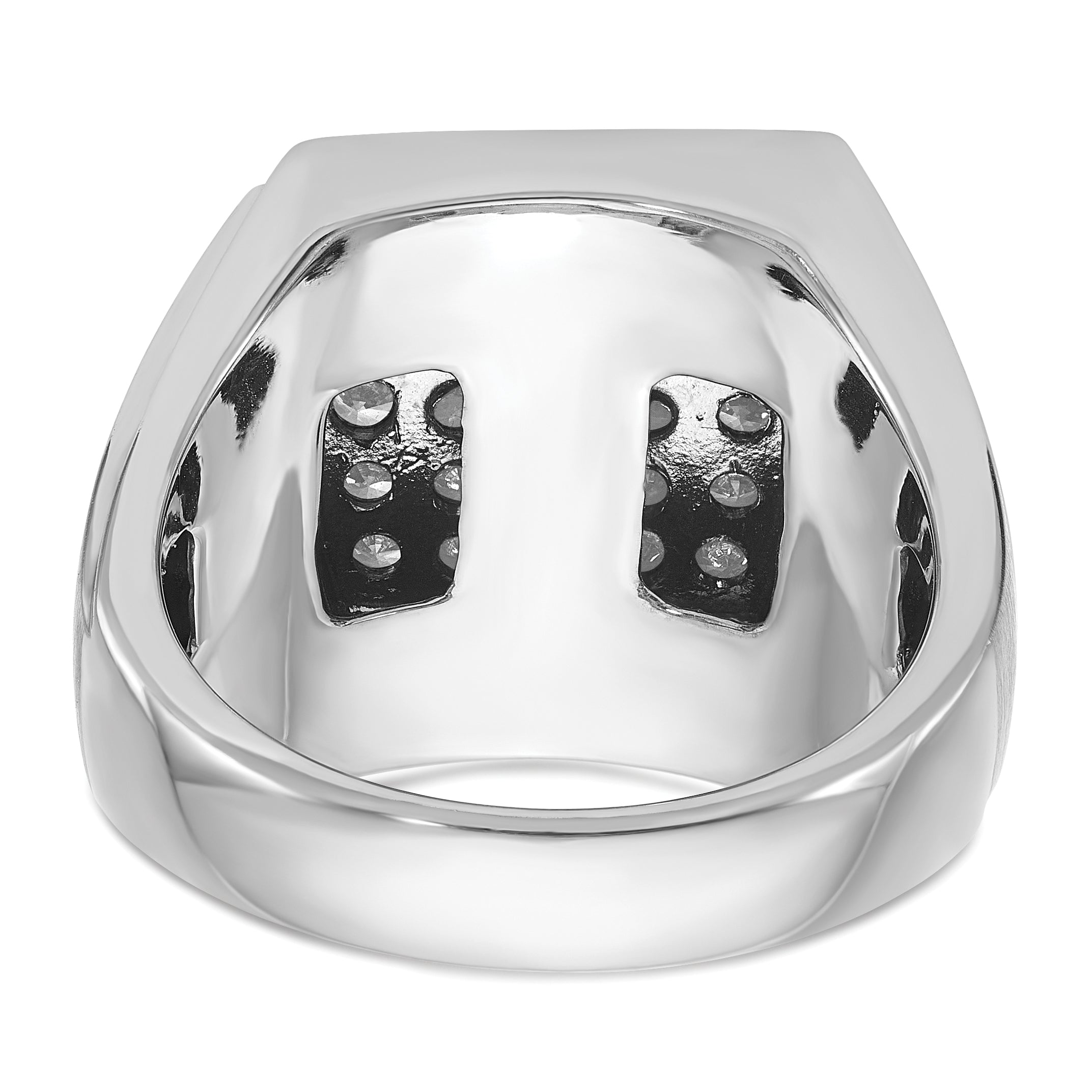 14k White Gold Mens Polished and Satin Cluster Ring Mounting, Mounting Only - Sophia Jewelers