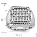 14k White Gold Mens Polished and Satin Cluster Ring Mounting, Mounting Only - Sophia Jewelers