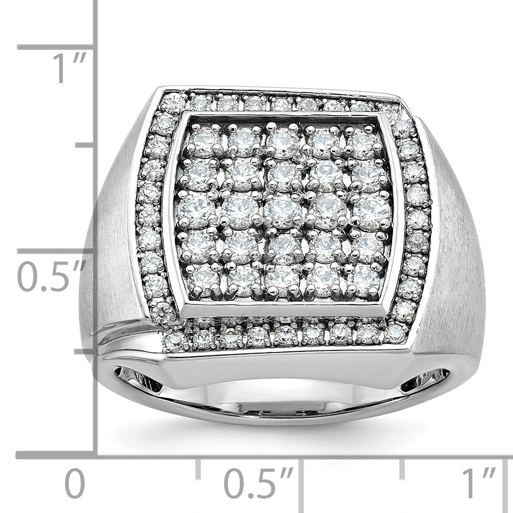14k White Gold Mens Polished and Satin Cluster Ring Mounting, Mounting Only - Sophia Jewelers