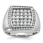 14k White Gold Mens Polished and Satin Cluster Ring Mounting, Mounting Only - Sophia Jewelers