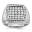14k White Gold Men's Polished and Satin 1 1/3 Carat AA Quality Diamond Cluster Ring - Sophia Jewelers