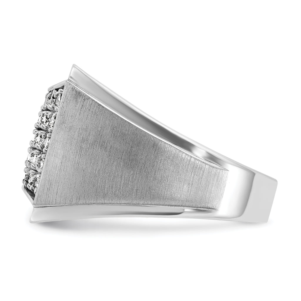 14k White Gold Mens Polished and Satin Cluster Ring Mounting, Mounting Only - Sophia Jewelers