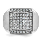 14k White Gold Mens Polished and Satin 1.5 Carat AA Quality Diamond Cluster Ring - Sophia Jewelers