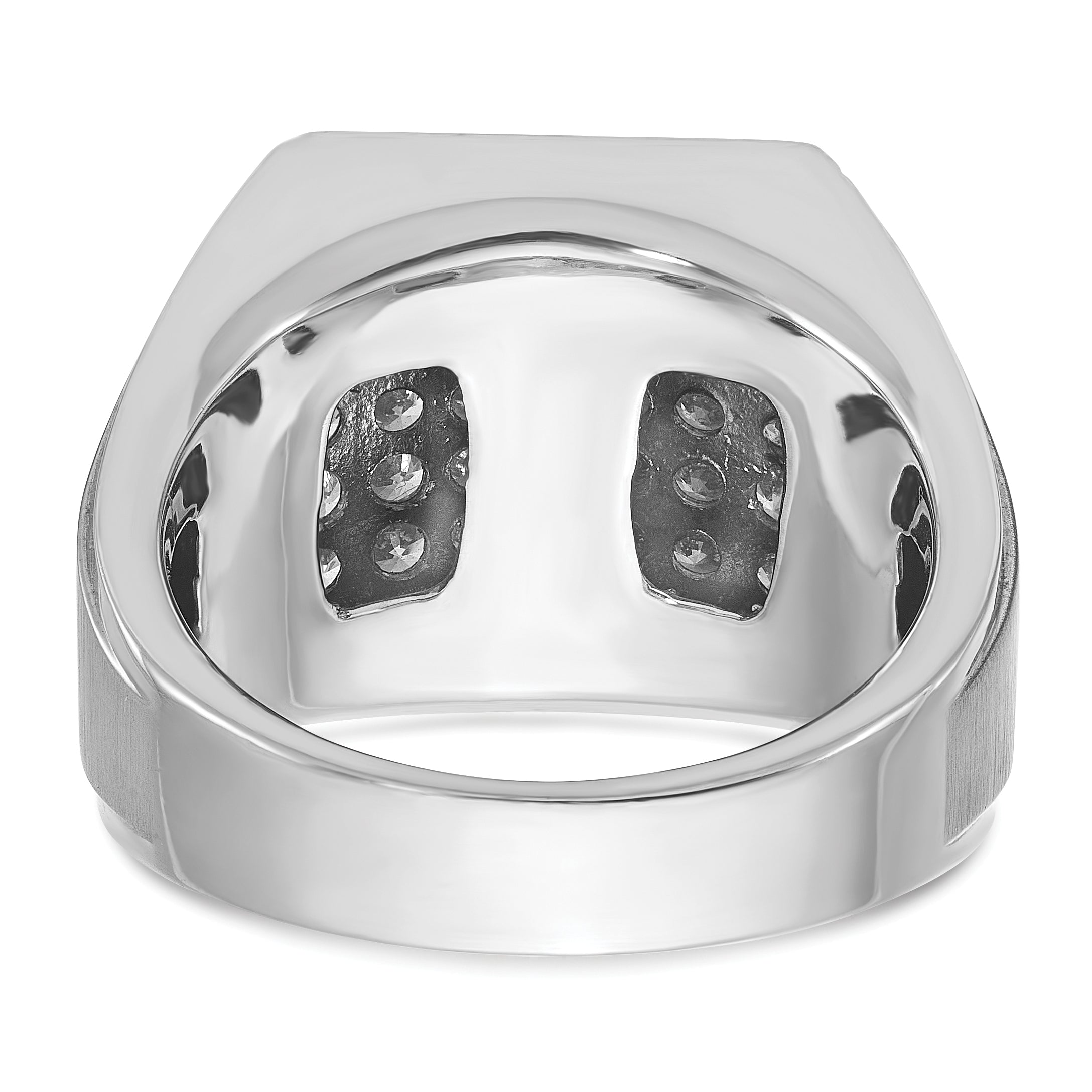 14k White Gold Mens Polished and Satin Cluster Ring Mounting, Mounting Only - Sophia Jewelers