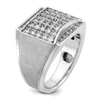 14k White Gold Mens Polished and Satin 1.5 Carat AA Quality Diamond Cluster Ring - Sophia Jewelers