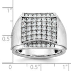 14k White Gold Mens Polished and Satin 1.5 Carat AA Quality Diamond Cluster Ring - Sophia Jewelers