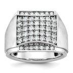 14k White Gold Mens Polished and Satin 1.5 Carat AA Quality Diamond Cluster Ring - Sophia Jewelers