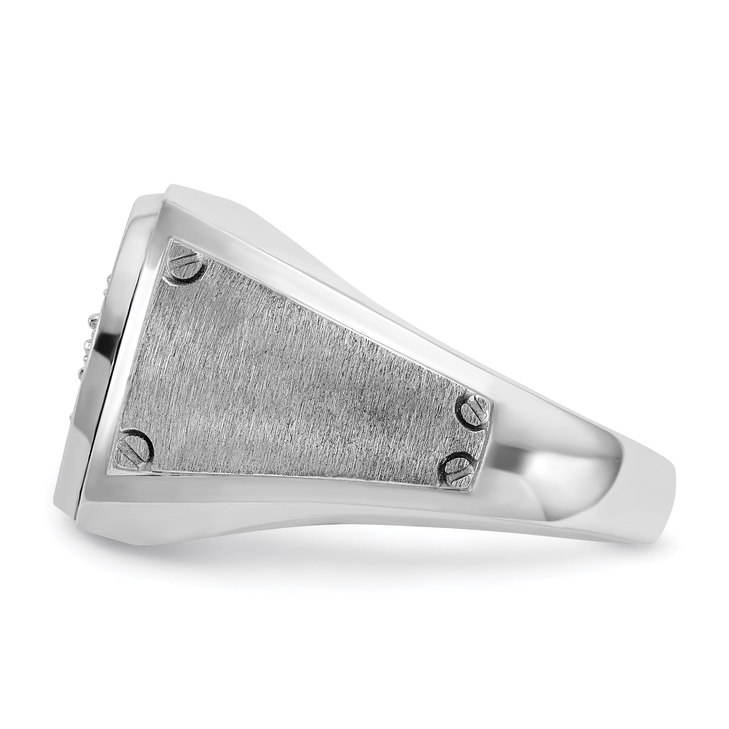 14k White Gold Mens Polished and Satin 3/4 Carat AA Diamond Round Cluster Halo Ring - Sophia Jewelers